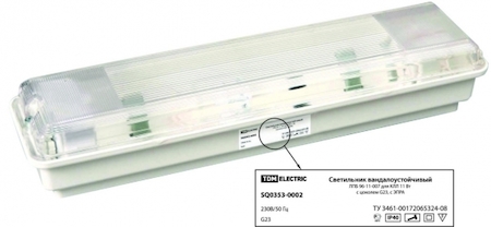 TDM ELECTRIC SQ0353-0002 Светильник вандалоустойчивый ЛПБ 96-11-007 для КЛЛ 11 Вт с цоколем G23, с ЭПРА,  TDM
